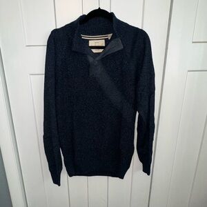 Weatherproof Blue Button Up Sweater Classic Knit Design Cotton- large